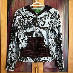 Peach Berserk punk print short hoodie -M